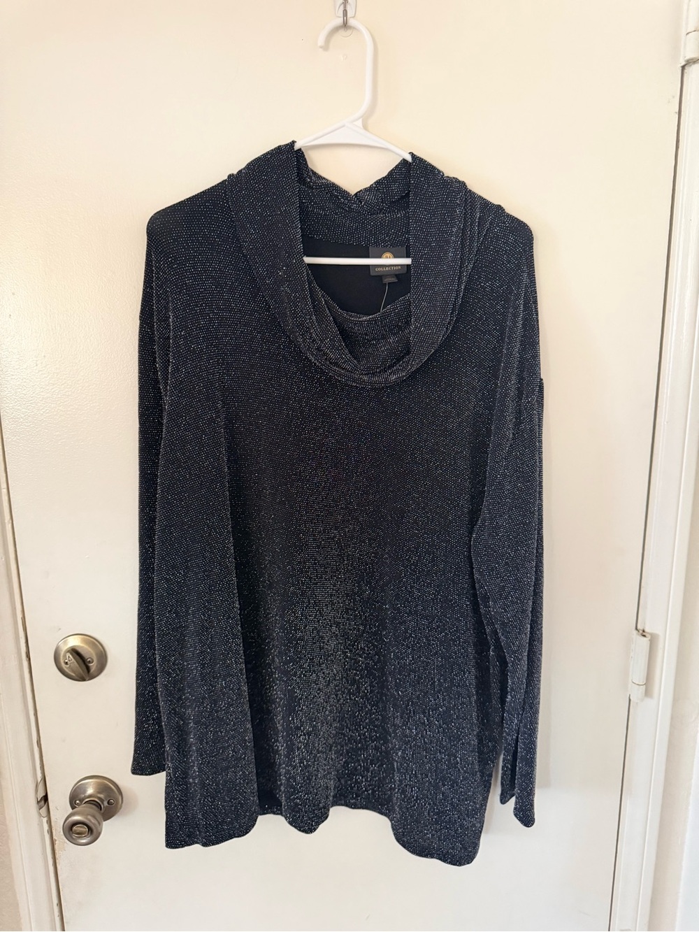 Collection B Metallic Cowl Neck Sweater - Black Sparkle